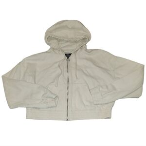 Hollister Blush Cropped Corderoy Hooded Zip-Up Jacket